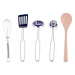 Set 10 accesorii inox lemn de jucarie pentru bucatarie copii - Woody Toy Pots Kitchen Set 10 accesorii inox lemn de jucarie pentru bucatarie copii - Woody Toy Pots Kitchen